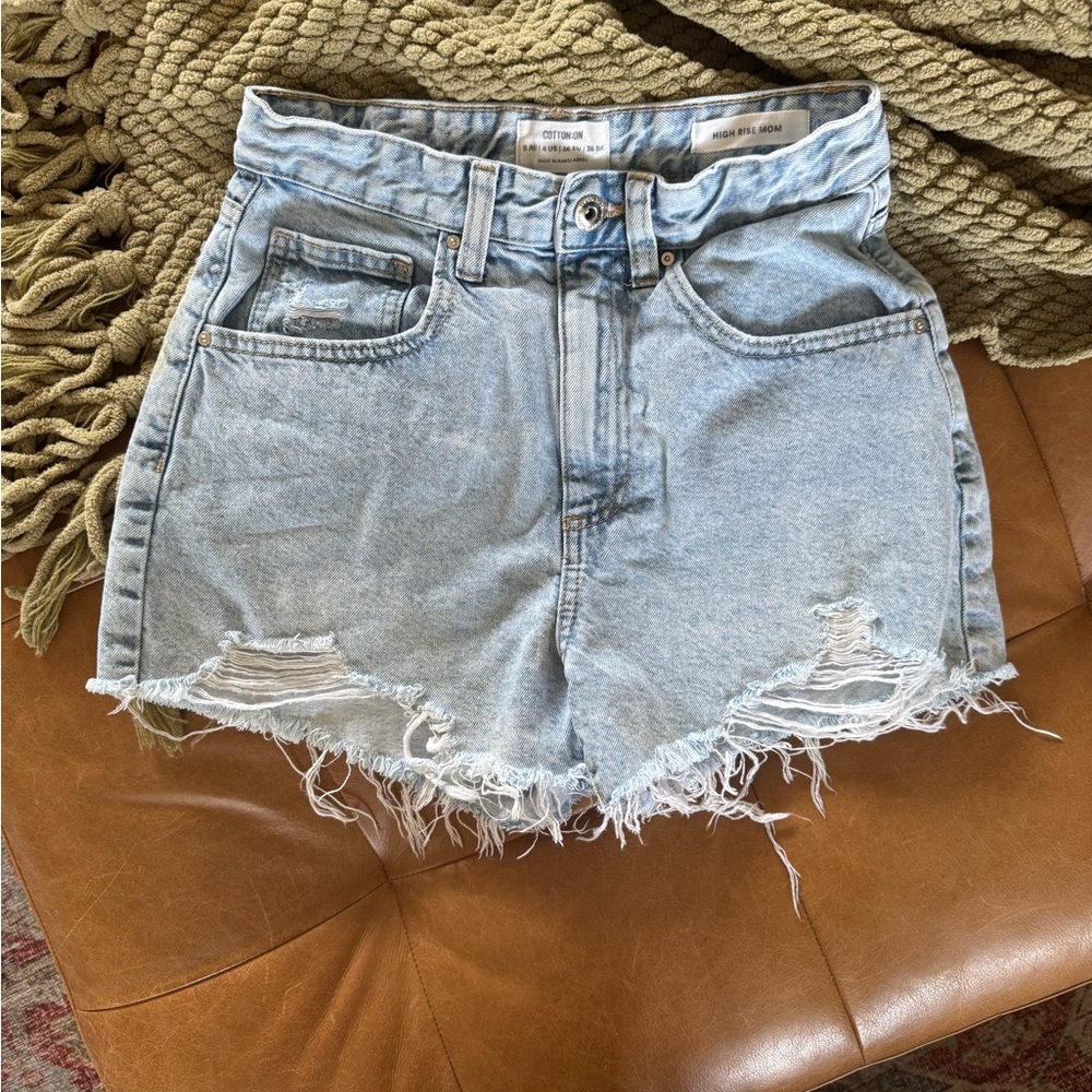 Cotton On High Rise Mom Denim Shorts